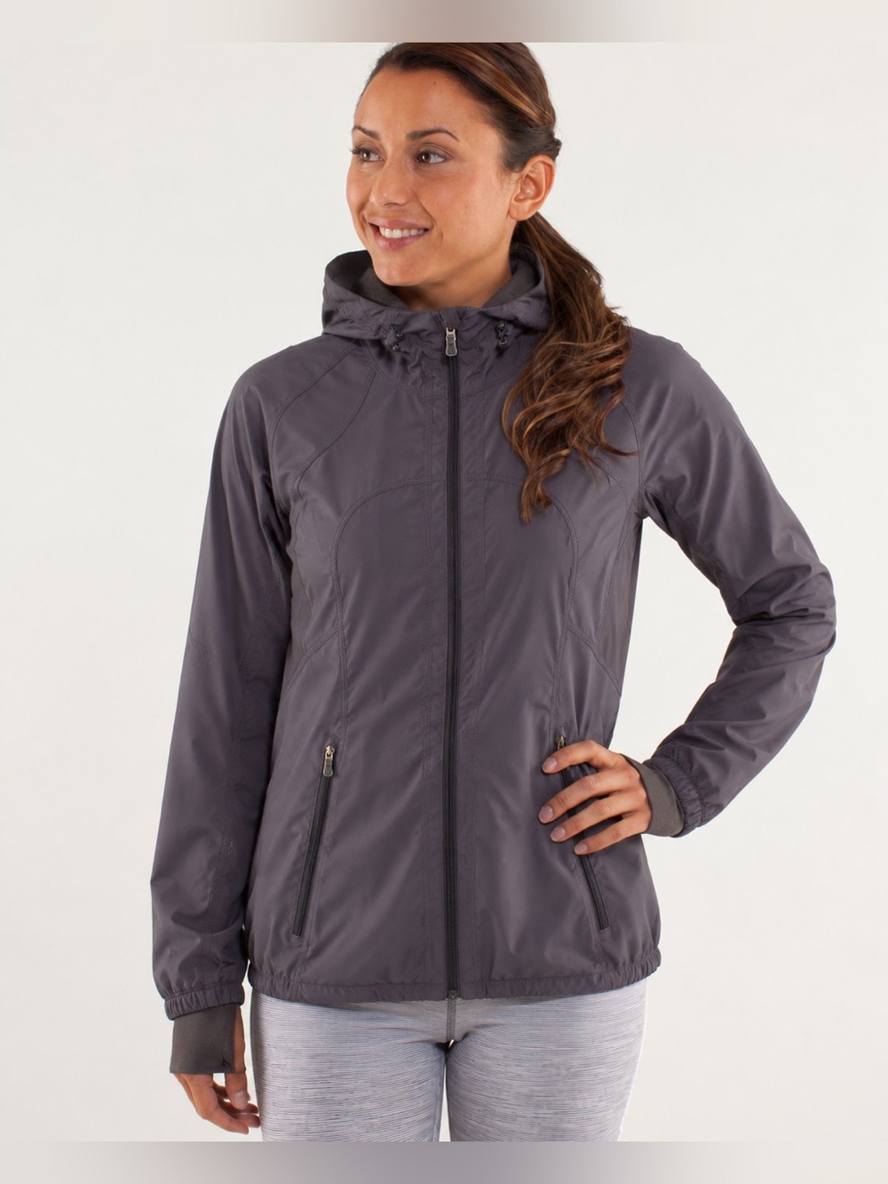 Lululemon Downtime Jacket Fall Windbreaker Hooded w/ Liner Grey Size 12
